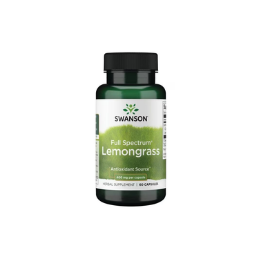 Swanson Full Spectrum Lemongrass 400 mg, 60 capsules, is a dietary supplement recognized as an antioxidant source and inspired by traditional medicine.